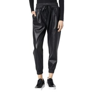 n:PHILANTHROPY Lana Faux Leather Black Jogger Pants Size Large Pull On
